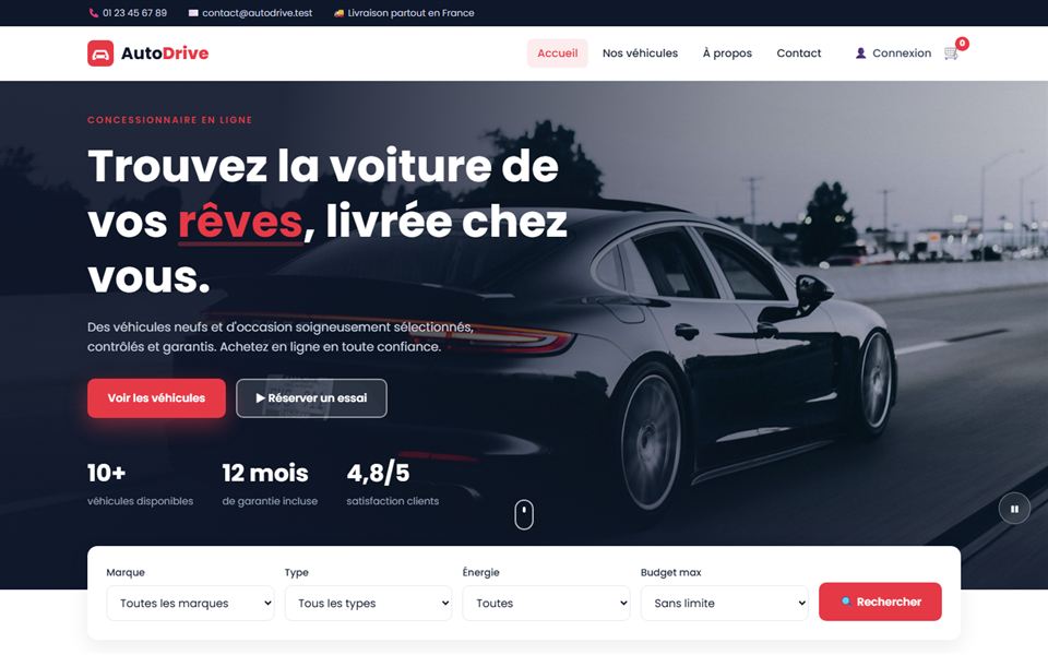 Aperçu du modèle Concession & vente de véhicules